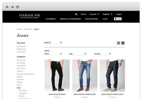 averagejoe ecommerce website screenshot